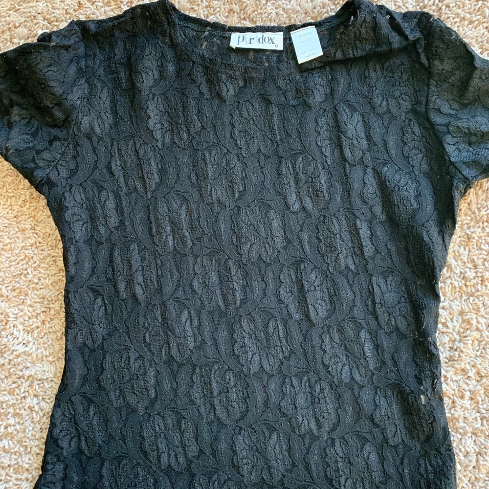 Black lace shirt.